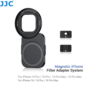 JJC Dual Magsafe Phone Lens Adapter System For iPhone 16 15 14 Pro/Pro Max/Plus With a 67mm Filter InterfaceWith Cold Shoe Adapter&1/4"-20 Threaded Nut Adapter