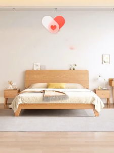 sunny biere Giường Gỗ Tự Nhiên Phong Cách Bắc Âu Cao Cấp Hệ Thống Đỡ Đệm Chắc Chắn Thiết Kế Sang Trọng