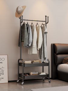 Floor Mounted Clothes Drying Rack Small Indoor Home Use Metal Craft Welding Process Mobile Feature Pure Color Design