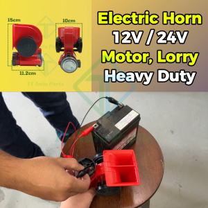 Universal 12V 24V Electrik Hon Angin Bunyi Kuat Super Loud Air Horn 115dB + Compressor + Install Kit  Lori Trak Treler