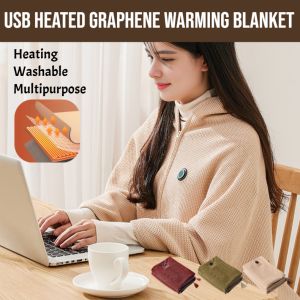 Usb Heated Graphene Warming Blanket Heated Shawl Outdoor Camping Warmth Cover Blanket Electric Heated Shawl Lightweight And Portable