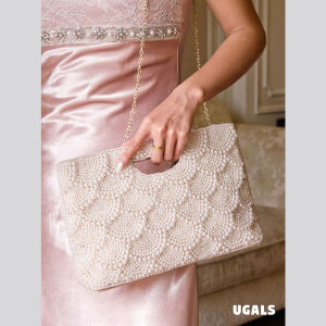 UGALS | Vintage Handmade Embroidered Pearl Beaded Clutch Bag