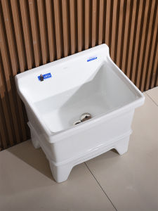 Mop Pool Home Balcony Ceramic Mop Pool High Leg Mop Sink Floor Mop Basin Bathroom Commercial Outdoor