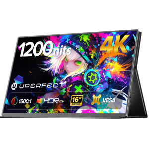 UPERFECT | UPERFECT 16" 4K Portable Monitor 3840x2400 UHD 1200Nits Sunlight HDR FreeSync Travel Gaming Computer Display For Steam Deck Lapt