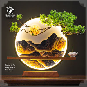 Kệ Gỗ Cảnh Núi Đế Thấp Đặt Tượng Trang Trí Có Đèn Led Có Thể Đốt Trầm Hương Quà Tặng Tân Gia Khai Trương Trang Trí Bàn