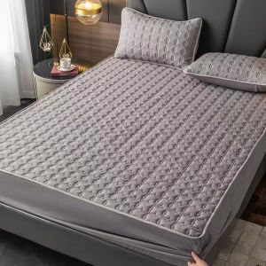 Bed Cover Antibacterial Mattress Cover Pure Cotton Sheet Single Piece All Cotton Filled Slip Resistant Thin Bedroom Mite Resistant Mattress Cover Full Dust Cover Hotel Bed Cap
