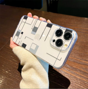 Creative Geometric Pattern Silicone Phone Case for Apple 16/15 14Plus/13Pro Max Transparent Soft XS Unique Male Female Model