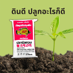 วัตถุปรับปรุงดิน เพิ่มความอุดมสมบูรณ์ให้ดินแก้ปัญหาดินเสื่อมดินตาย 10 กก. ตราปลานิลทอง