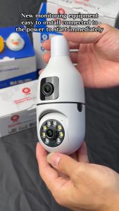 E27 กล้องวงจรปิด V380 Pro กล้องวงจรปิด 360° กล้องวงจรปิดติดตั้งกล้องคู่อินฟราเรดการมองเห็นได้ในเวลากลางคืนสมาร์ท WIFI กล้องกันน้ำกลางแจ้ง Full HD การติดตามอัตโนมัติพร้อมสัญญาณเตือน