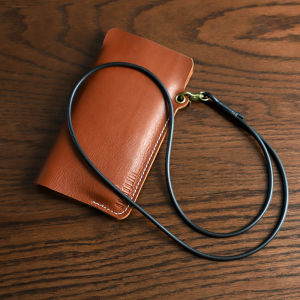 Mindojo First Layer Cowhide Handmade Custom Halterneck Mobile Phone Bag Retro Minority Large Screen Mobile Phone Protective Cover