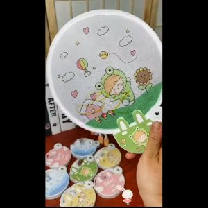 ERICELLY (Cartoon Folding Fan (RANDOM DESIGN) Mini Portable Fan Summer Cooling Handheld Collapsible Folding Fan