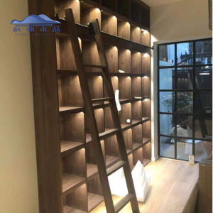North America Black Walnut Wooden Bookcase Floor Bookshelf Combination Solid Wood Furniture with Stairs Cherrywood Simple Storage Bookcase