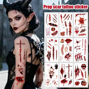 10 Pieces/Set Of Halloween Scar Stickers Stitched Scar Scars Temporary Tattoos Horror Makeup Props Cosplay Makeup Props