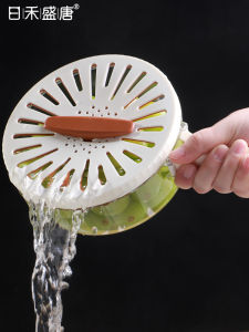 New Multi-Functional Fruit Basket Foldable Handle with Cover Kitchen Fruit Vegetable Drainage Blue Home Use Freshness Preservation Bowl