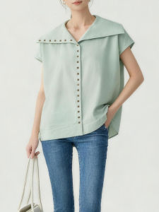 QINGNAER | Elegant Casual Large Collar Multi Button Shirts