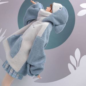 【现货正品】Autistic shark thick lamb wool design sense niche sweater student自闭鲨鱼加厚羊羔绒设计感卫衣学生情侣装外套shengtainongye1.3