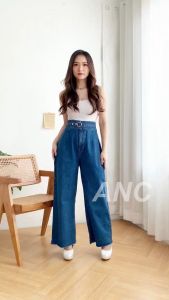 Celana Panjang Denim Cewek - Celana Kulot Jeans Front Button Eye YOUNG