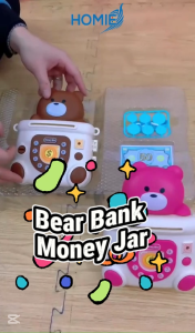🐻HOMIE Bear Bank Money Jar with Music Lights & Key Lock 🎶🔒Children Kids Intreactive Saving Money