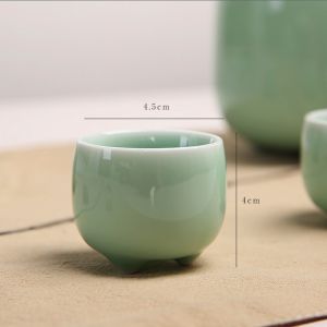 Retro Ceramic Qingbai Small Liquor Cup High Foot Wine Set for Home Use Chaser Cup for White Rice Wine And Hard Liquor