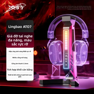 Lingbao | Giá Treo Tai Nghe Gaming AT07 - Led RGB Tích Hợp Hub USB & Cổng Audio 3.5mm