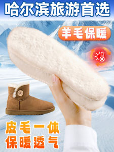 Thickened Cashmere Warm Shoe Insoles Fur Leather Integrated Travel Cold Resistance Equipment Northeast Snow Country Essential