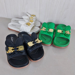 Sendal Selop Wanita Pita Kelinci Wedges PVC Kasual Kekinian Anti Selip Nyaman Empuk COD SPT-56