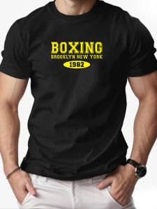 2025 New Hot Sale Mens Summer Short Sleeve T-Shirt with Boxing Brooklyn New York 1982 Print Casual Soft Breathable Cotton Tee