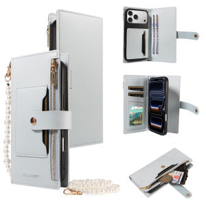 Leather Phone Case for iPhone 17e /17 Pro Max /16 15 14 13 12 11 with Magnetic Buckle Multi-Card Slots Wallet and Stand