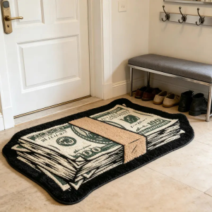 VIKAMA Fun Dollar Floor Mat Soft Fluffy Non Slip Wear Resistant Indoor Outdoor Entryway Bathroom Bedroom Home Decor