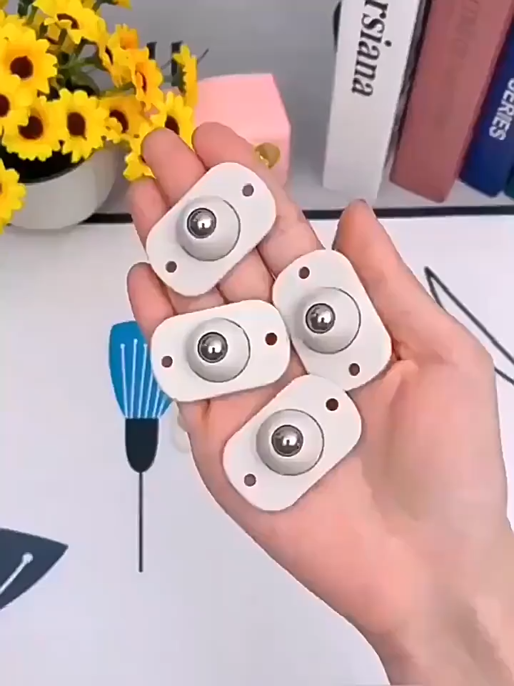 4Pcs Furniture Caster Mini Ball Wheels Self Adhesive Swivel Wheel Stainless Steel Paste Pulley Roller Universal