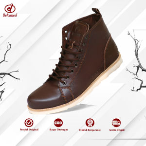 DOLCIMOD - Sepatu Pria Boots Bahan Kulit Wolf Model Tali Ankle Boot Tracking Adventure Lapangan Wolf  Riders Bikers Motorcycle Ketahanan Number One Pria Good Quality Leather - Free Kaos Kaki