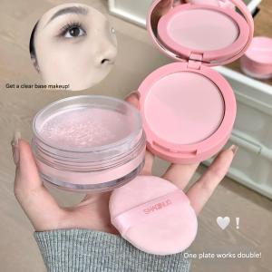 Dorisna hai lớp phấn định hình làm mịn bột ép & phấn phủ đôi hiệu ứng không thấm nước ngăn mồ hôi và trang điểm kiểm soát dầu