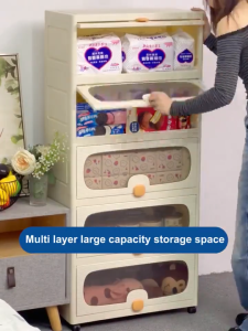 L50-60CM Flip Top Cabinet Children Toys Storage With Wheels Storage Cabinet For Clothes Home Plastic Cabinet