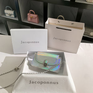 Silver Leather Mobile Phone Bag for Women Jacobponnus 2025 New Winter High-End Small Luxury Fashion Compact Size Commuting