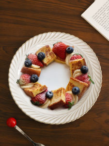 จานทรงกลมสไตล์ย้อนยุคฝรั่งเศส จานเช้า จานขนมหวาน จานผลไม้ จานเนย จานเนื้อสัตว์ จานเซรามิก จานลึก จานขนาดกลาง จานสำหรับใช้ในบ้าน