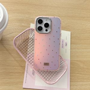 Exquisite Lovely Color Gilding Stars Seven Color Laser Matte Phone Case Suitable for iPhone 17 16 15 14 13 12 Pro Max Plus
