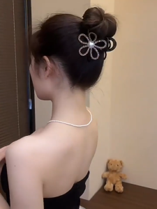 Jedai Rambut Cepol Bunga Berlian Premium Jepitan Elegan Permata Wanita Korean Blink Fashion Style