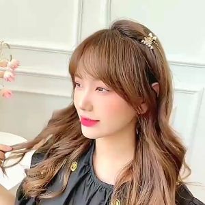 Jedai Mini Mutiara Gaya Korea Untuk Jepit Poni Rambut Wanita Logam Warna Emas 2.5 cm dan 3 cm