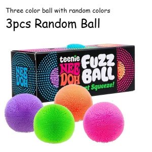 Needoh Mini 3 Pack Fuzz Ball Stress Teenie Squishy Sensory Toy The Groovy Glob Relief Fidget Non-Toxic Soft Balls for ADHD Gift