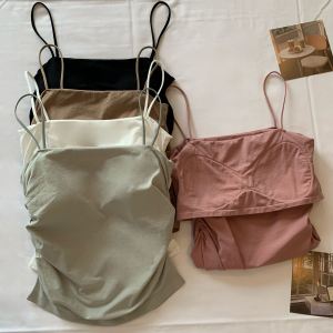 เสื้อกั๊กสายเดี่ยวสีชมพูสำหรับผู้หญิงไซส์ใหญ่ในฤดูร้อน เสื้อชั้นในแบบมีแผ่นเสริมหน้าอก ดีไซน์หลังสวย เสื้อคลุมกันหนาวแบบสวมหัว