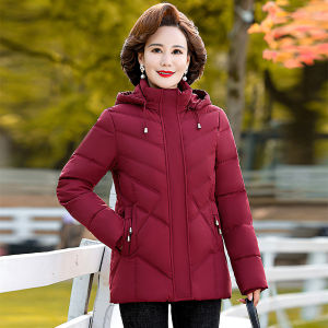 Áo Khoác Cotton Lót Lông Cừu Dày Ấm Áp Cho Phụ Nữ Trung Niên Và Cao Tuổi Mùa Đông Thường Ngày Dáng Rộng Cỡ Lớn