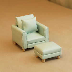 1:12 Miniature Realistic Furniture Mint Green Leather Single Sofa with Footrest/Double Sofa Suitable for Bjd Ob11 Home Decor