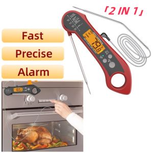 2 In 1 Long Cable Meat Thermometer Digital Waterproof Kitchen Cooking Tools Food Fast Measure Thermometer 2 Probes BBQ Grill Oil