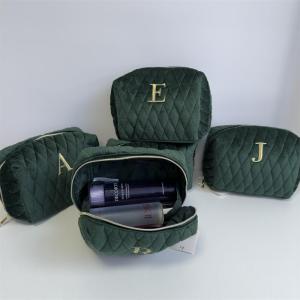 กระเป๋าเครื่องสำอางผ้าขนแกะสีเขียวสไตล์ย้อนยุคระดับไฮเอนด์ กระเป๋าใส่ของสำหรับเดินทางแบบพกพา กระเป๋าใส่ของแบบเรียบง่าย สีสันสดใส กระเป๋าเครื่องสำอาง