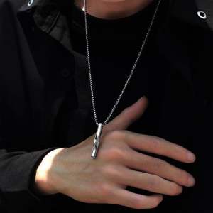 Kalung Silver Pria Model Balok Spiral Viral