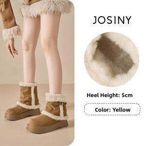 Josiny | Warm Fleece Insulated Womens Snow Boots Thicker Soles Mid Calf