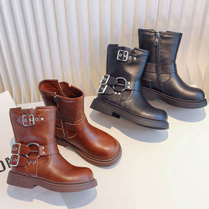 Childrens Martin Boots Autumn Winter New Style British Style Western Cowboy Knight Leather Boots Girls Short Boots