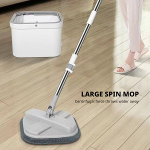 【Local Delivery】Lazy Persons Hand-Washable Mop Clean and Sewage Separation Rotating Single-Bucket MopSelf Wash Spin Mop Flat Mop 360 Clean And Dirty Water Separation Tank/Mop Cloth