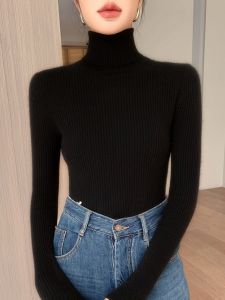 Black with High Collar Sweater Womens Autumn and Winter Thickening Slim Fit Inner Wear 2024 New Arrival Match with Coat Fancy Knitting Bottoming Shirt