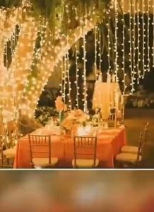 Dây led rèm mành thả rủ trang trí sảnh bản công decor chống nước dài 12m 48 sợi